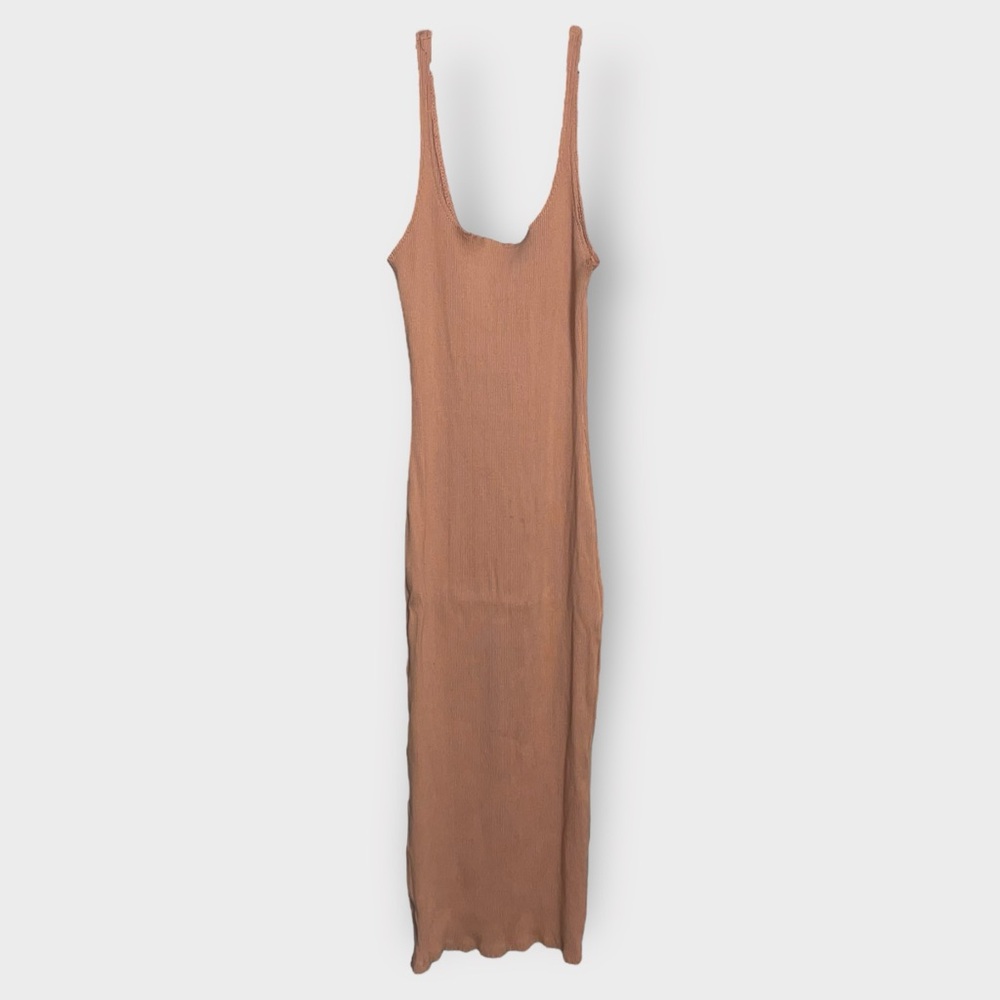Rolla Coster Women’s Tan Sleeveless Bodycon Ribbed Dress (L)